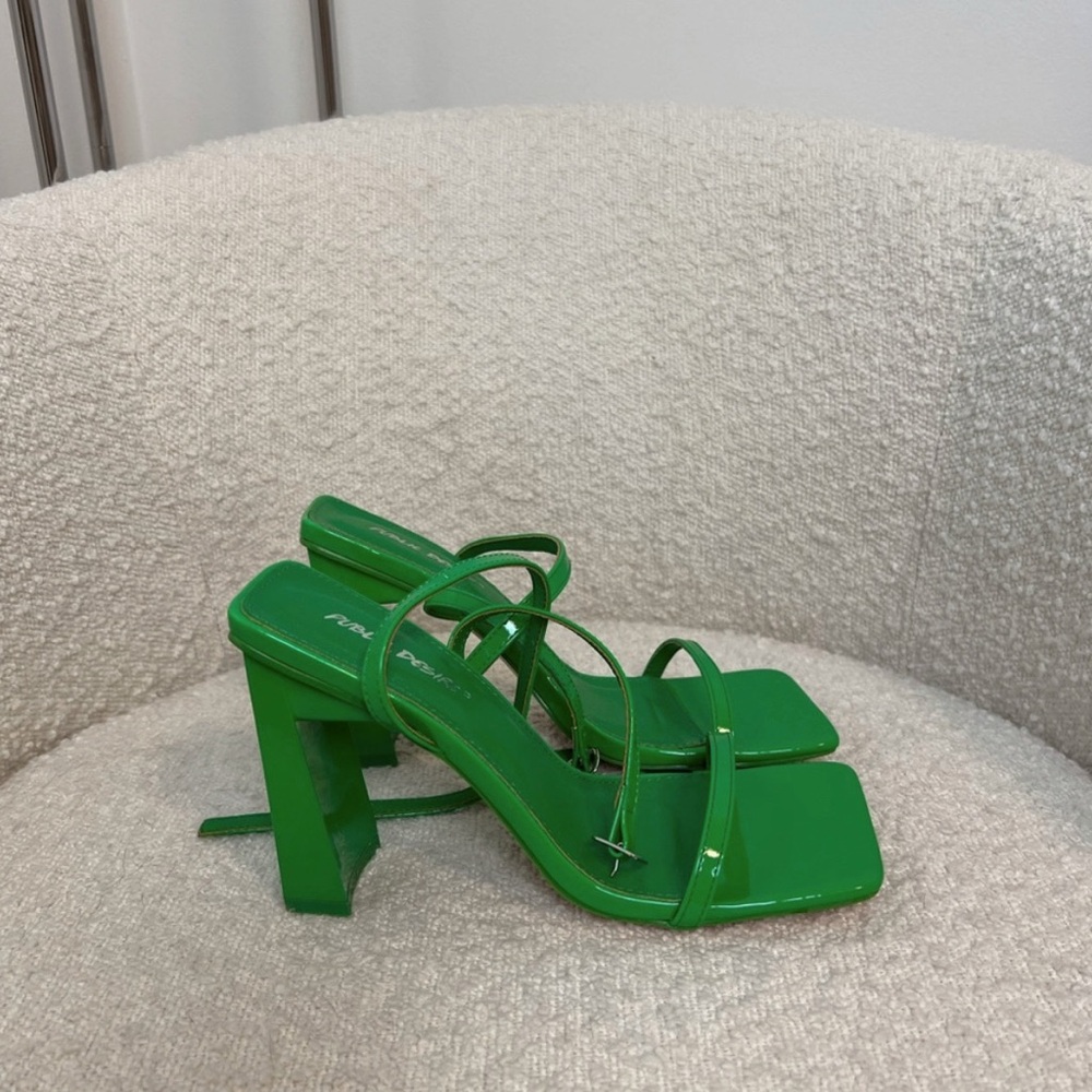 Green Bloc Strappy Heels